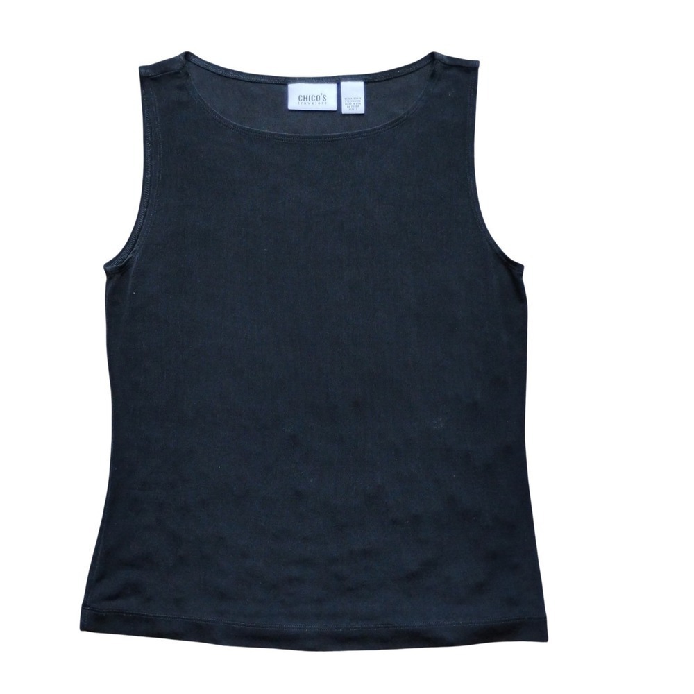 Chicos Travelers Tank Top Sleeveless Basic Black Womens Size 1